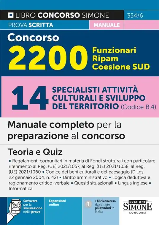 Miglior Prezzo Concorso 2200 Funzionari Ripam Coesione Sud. 14 specialisti attività culturali e sviluppo del territorio (Codice B.4). Manuale completo per la preparazione al concorso. Teoria e quiz. Con espansione online