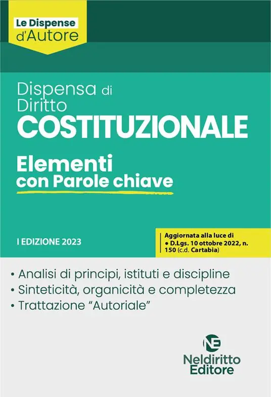 Dispensa di diritto costituzionale. Elementi con parole chiave Vendita Finale