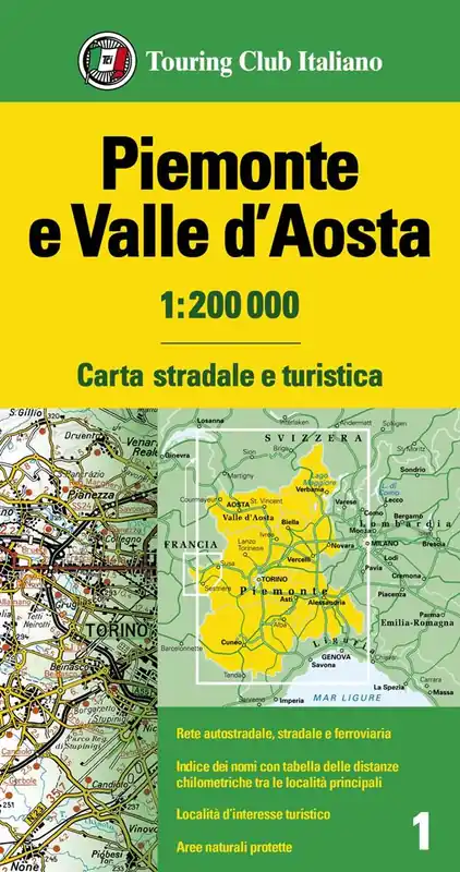 Piemonte e Valle d‘Aosta 1 200.000. Carta stradale e turistica Economico