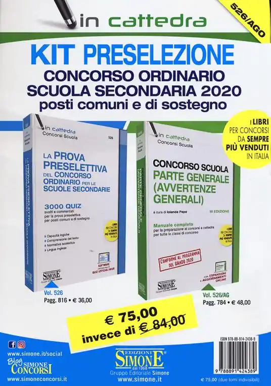Kit preselezione. Concorso ordinario scuola secondaria 2020. Posti comuni e di sostegno. Con aggiornamento online. Con software di simulazione Promozione Esclusiva