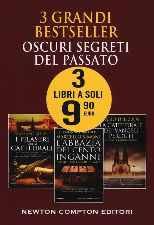 3 grandi bestseller. Oscuri segreti del passato I pilastri della cattedrale-L‘abbazia dei cento inganni-La cattedrale dei vangeli perduti Consegna Rapida