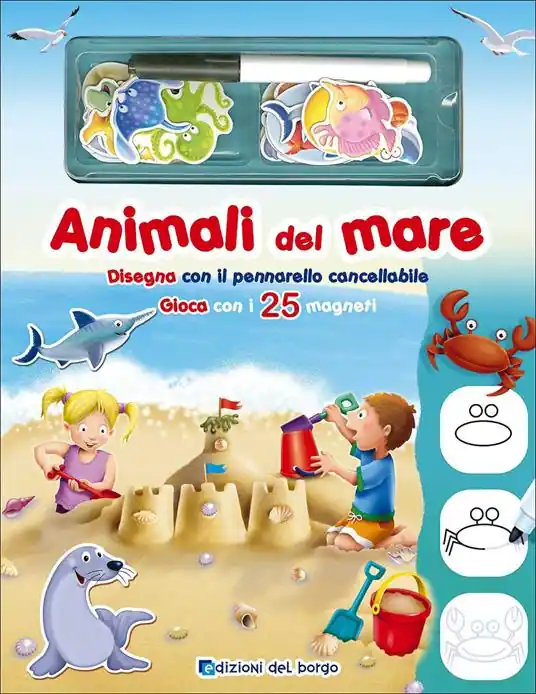 Ultima Occasione Animali del mare. Disegna con il pennarello cancellabile. Gioca con i 25 magneti. Ediz. a colori. Con gadget