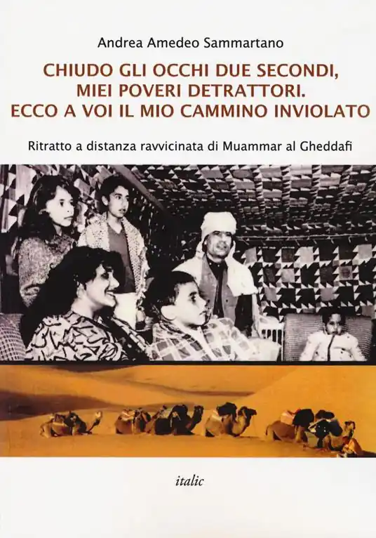 Chiudo gli occhi due secondi, miei poveri detrattori. Ecco a voi il mio cammino inviolato. Ritratto a distanza ravvicinata di Muammar al Gheddafi Acquista Ora