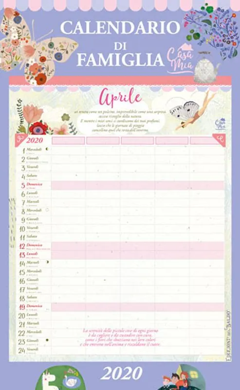 Ultimissimo Modello Casa mia. Calendario di famiglia 2020