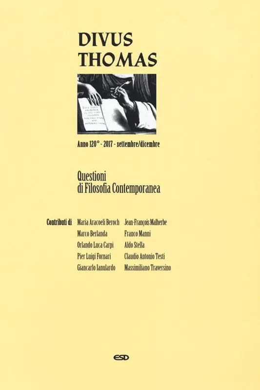 Divus Thomas (2017). Vol. 3 Questioni di filosofia contemporanea (Settembre-Dicembre) Pagamento Sicuro