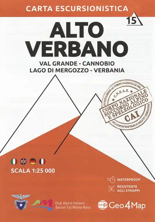 115 Alto Verbano. Carta escursionistica 1 25.000. Vol. 15 Val Grande, Cannobio, Lago di Mergozzo, Verbania Spedizione Espresso